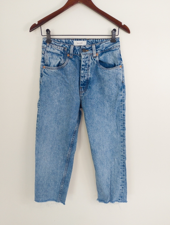 decade Denim - Decade Studio Alex Slim Tapered Non Stretch Denim Jeans 27 Raw Hem Cropped